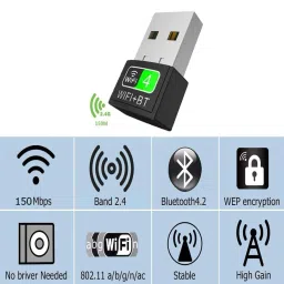 VOOCME 2 in 1 Wireless BT WiFi Dongle, Dual Band Bluetooth and WiFi Adapter for PC/Laptop/Desktop, WiFi Bluetooth Dongle (Upto 150 Mbps, 4.2GHz) Bluetooth image 5