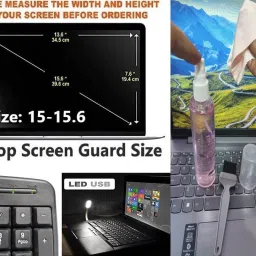 ANJO KeyboardWirelsMous-Pad-3Hub-3n1Cln-OTG2n1-Ext-LED-Skin-15.6iScrn&KeyGuard&Sleeve Combo Set Designed for Gaming image 4
