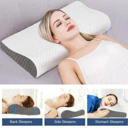 matkine Cervical Contour Memory Foam Pillow, Stomached, Anti-Snoring, Side Sleepers Memory Foam Geometric Orthopaedic Pillow Pack of 1 image 2