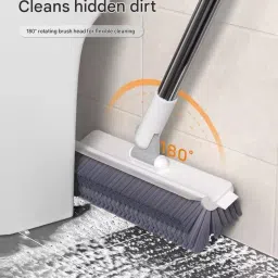 180°Rotating Floor Scrub Brush with Long Handle 3 in 1 Scrape Corner Cleaning Microfibre Wet and Dry Brush-19