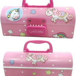 Password - Cute UNICORN Double Layer Stationery BOX Organizer Art Plastic Pencil Box-image-9