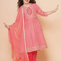 Bitiya by Bhama Girls Ethnic Motifs Printed Gotta Patti Kurta with Trousers & Dupatta-picture-35