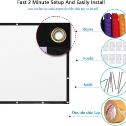 dev lite screens 73 Inch- 5.4Ft x 3Ft (foldable) 16:9 Eyelet Projector Screen (W) 64 x 36 In (H Projector Screen (Width 162 cm x 91.44 cm Height) image 2