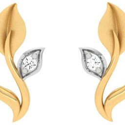 PC Chandra Jewellers Leaf Yellow Gold 14kt Stud Earring-image-4