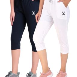 Sporty Women’s Capri Leggings Perfect for Workouts & Outdoor Fun Women Dark Blue, White Capri-image-60