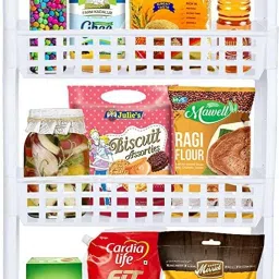 5 Layer | White | SLIM Classic- Smart Storage Multi Layered Shelf Basket Rack Organizer – Multipurpose & Easy-To-Move Slide Out Shelf Rack Trolley EcoPlastic With Wheels for Kitchen | Bedroom | Bathroom | Home | Pantry | Washing & Utility Area Plastic Kitchen Trolley-image-14