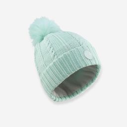 KIDS’ SKI HAT - CABLE-KNIT FUR WOOL - PALE GREEN-image-11