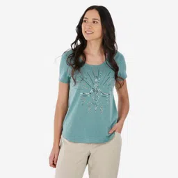 quechua Women Hiking Breathable T-shirt - NH500 Green-picture-24
