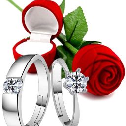 Adjustable proposal couple ring For Men And Women Alloy Silver Plated Ring-image-60