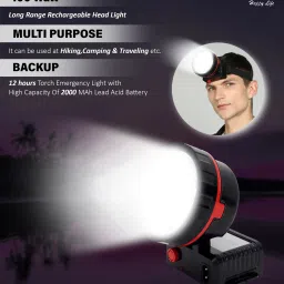 hasru RECHARGEABLE HEAD TORCH WITH LONG RANGE BRIGHTNESS & HIGH FOCUS 4 hrs Lantern Emergency Light image 2