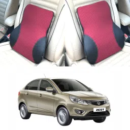 Black, Red Fabric, Leatherite Car Pillow Cushion for Tata-image-97