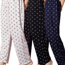 Pack of 3 Cotton Night Dress Pyjama/Pyjami for Women Comfort For M To XL Set Of 3 Women Pyjama-picture-19