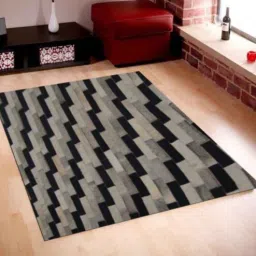 dazzhome Grey and Black Hair On Leather Abstract Hand Woven 6ftX9ft Carpet-picture-13