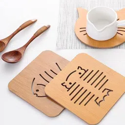 nirmatsaray 6pcs Wooden Coasters Trivets Pot Mat for Kitchen, Cup Mat Tea Coaster washed Trivet image 5