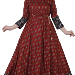Printed Cotton Rayon Stitched Anarkali Gown-image-91