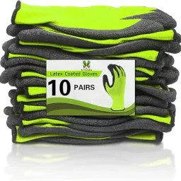 10 PAIR Crinkle Coated Cut Resistant Work Glove for Construction Warehouse Latex, Rubber Safety Gloves-image-60