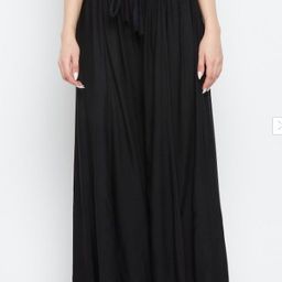 classi kaari Women Flared Black Polycotton Trousers-picture-11