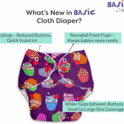 superbottoms basic BASIC Pack of 3 Certified Soft Fleece Lined Pocket Diaper with 3 Wet-Free Insert with Snaps (One Size Adjustable Diapers, 5-17 kg) (Option1) image 2