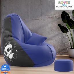 XXXL PatternPuff Bag With Free Cushion and Puffy , Music Panda-Blue Teardrop Bean BagWith Bean Filling-image-89