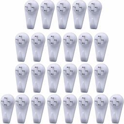 Set of 25 Hooks White 4-Pin Seamless Nail with 2 Spirit Leveler for Photoframe Hook 25-18