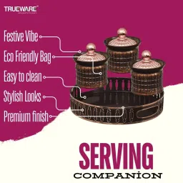 trueware VENICE Luxury Serving Set 3 Container with Tray Container, Tray Serving Set image 3