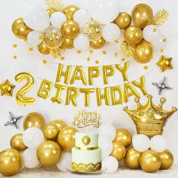 Solid 2nd Birthday Decoration For Baby Boy Or Girl , Balloons Combo 60 Pcs Balloon-image-18