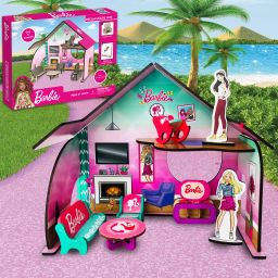 Mini Doll House for Girls and Boys DIY Paint Wooden Dollhouse Toy with Furniture-image-76