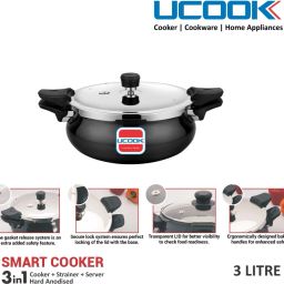 ucook By United Ekta Engg. Smart 3 in 1 Multipurpose All in one 3 L Induction Bottom Pressure Cooker image 4