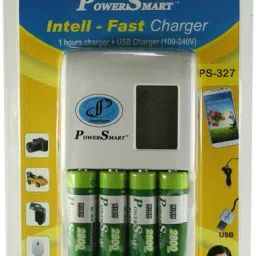 Power Smart 1 Hour fast battery charger having USB output with 4 AA batteries(2800mAh Capacity) Camera Battery Charger-image-95
