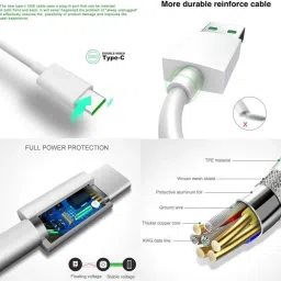 Accessories At Cost USB Type C Cable 65 A 1 m 65W 50W 30W /6.5A/6A/VOOC/DART/SUPERDART/ Quick Fast Charging Type C Data Cable image 5