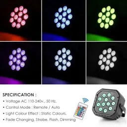 shark tack 12 Led DJ Light with Remote Control Party Disco Light for MULTICOLOUR CHANGING Disco Ball Set image 2