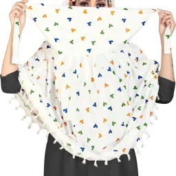 Printed Pure Cotton Women White Fancy Scarf, Stole, Scarf-image-91