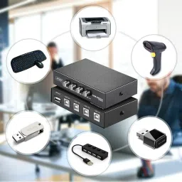 MESHIV 4 Port USB 2.0 Manual Printer Scanner Sharing Switch 34 cm KVM Console image 2