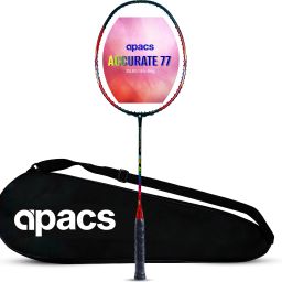 Accurate 77 (6.8mm Extra Slim Shaft) 35 LBS Max Tension | Aero Armor Frame Red, Black Unstrung Badminton Racquet-93