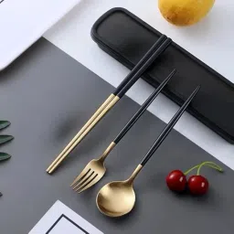 Stainless Steel Portable Set With Case Spoon, Fork and Chopsticks Set For Travel Stainless Steel Cutlery Set-23