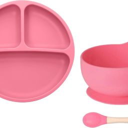 Silicone Suction Plate, Bowl & Spoon Set for Baby, Kids, Toddler for Feeding- Silicone-22