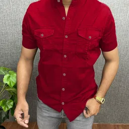 Men Regular Fit Solid Mandarin Collar Casual Shirt-picture-9