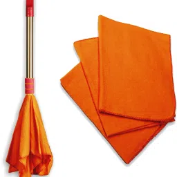 Combo of Duster Dust Mop with Handle(1pc) & Hi-Density Dust Cleaning Cloths(3pc) Wet and Dry Duster Set-31