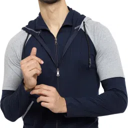 Men Full Sleeve Color Block Hooded Sweatshirt-image-70