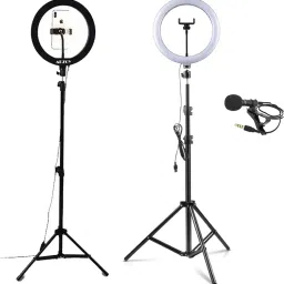 ADZOY Premium 10" Selfie Light with 6.9ft Tripod with Collar Mic Ring Flash-12