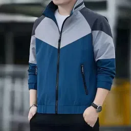 Men Colorblock Biker/Riding Jacket-image-94