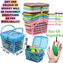 babro Bucket With Realistic Cutting Fruits & Vegetables And Chopping Board & Knife image 5