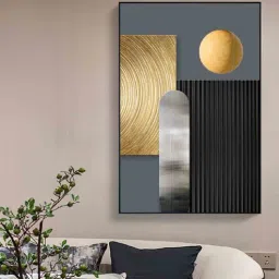 art street Ring Radial Lines Multicolour Engineered Wood Framed Canvas Wall Painting-picture-2