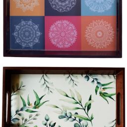 Wooden tray set of 2 with UV print|Serving Tray|Multipurpose Tray|AHS-T1865 Tray-image-22