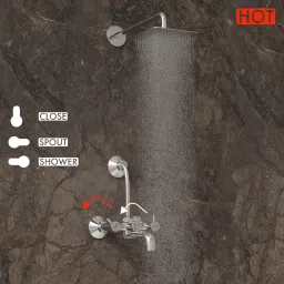 ZAP Elixir Series Brass 2 in1 Wall Mixer With Overhead Shower Set Bath & Shower Systems Rainfall image 4