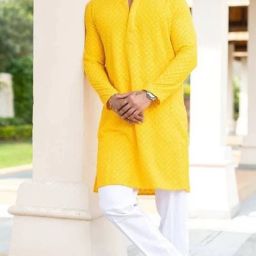 Men Chikan Embroidery Cotton Rayon Straight Kurta-picture-13