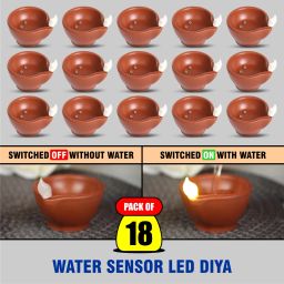 Eco-Friendly water sensing Diya 18 pcs for Festivals Decoration & Many Occasion Plastic (Pack of 18) Table Diya Set-image-62