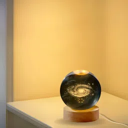 3D Milky Way Crystal Ball Night Light with Wooden Base, Night Lamp Table Lamp-16