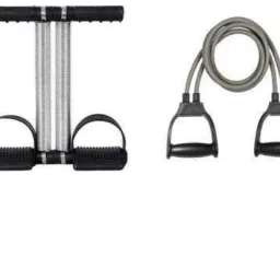 Tummy Trimmer- Double Spring Combo Detachable Double Tube Resistance Band Rope Ab Exerciser-image-1