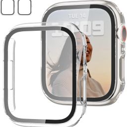 LNKART Screen Guard for [2 Pack] Case for Apple Watch Series 9 Screen Protector 45mm Series 8 Series 7, EWUONU Hard PC Bumper Cover HD Tempered Glass Full Protective Case for iWatch Series 9/8/7 Accessories 45mm,-11